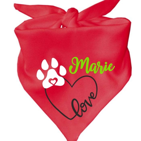 Dreiecks Hundehalstuch LOVEHERZ einfach personalisiert mit Name