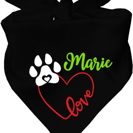 Dreiecks Hundehalstuch LOVEHERZ einfach personalisiert mit Name