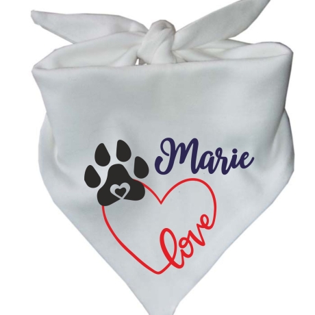 Dreiecks Hundehalstuch LOVEHERZ einfach personalisiert mit Name