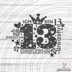 Zahl Dreizehn Plotterdatei SVG DXF
