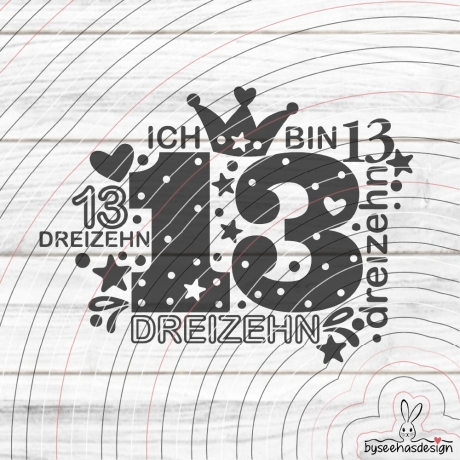 Zahl Dreizehn Plotterdatei SVG DXF