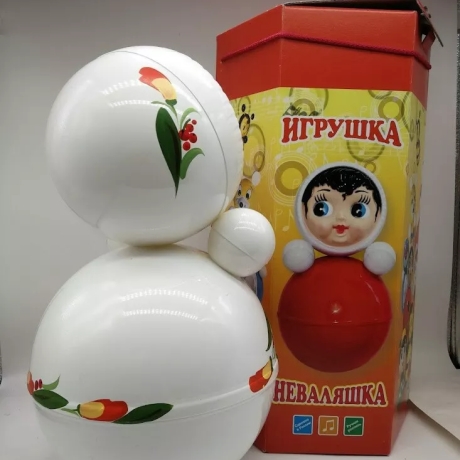 Stehaufpuppe Newalaschka m. Glöckchen, weiss