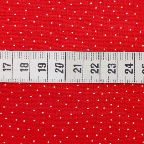 Druckstoff Mini Dots rot/weiß