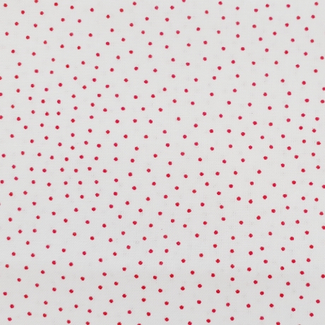Druckstoff Mini Dots weiß/rot