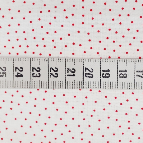 Druckstoff Mini Dots weiß/rot