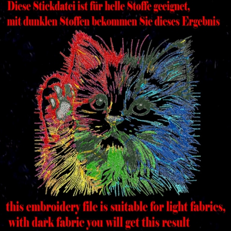 NEU Stickdatei Katze Duke realistisch bunt