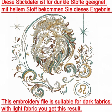 Neu Stickdatei Sternzeichen Löwe LunaChild Zodiak