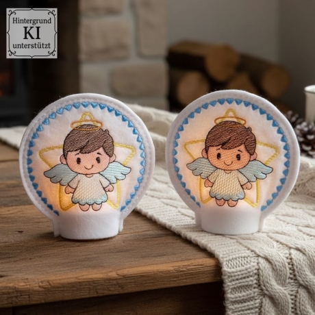 E0028 – Stickdateien Teelichthüllen Engel - ab 10x10 Rahmen