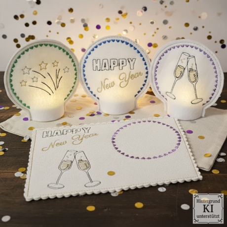 E0029 – Stickdateien Silvester inkl. ITH Teelichthüllen + MugRug