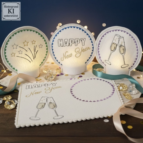 E0029 – Stickdateien Silvester inkl. ITH Teelichthüllen + MugRug