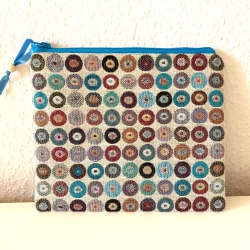 XL Schminktäschchen Kosmetik 22x18 cm Gobelin Jacquard Kreise