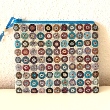 XL Schminktäschchen Kosmetik 22x18 cm Gobelin Jacquard Kreise