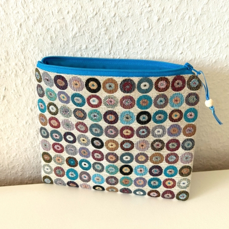 XL Schminktäschchen Kosmetik 22x18 cm Gobelin Jacquard Kreise
