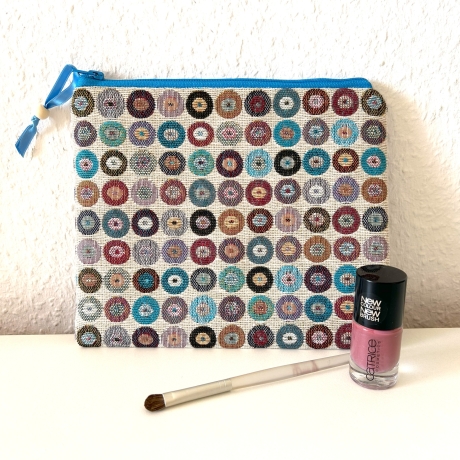 XL Schminktäschchen Kosmetik 22x18 cm Gobelin Jacquard Kreise