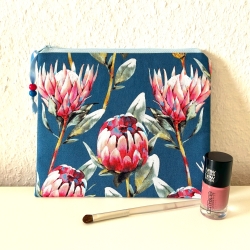 Schminktäschchen XL Kosmetik Etui 22x18cm petrol große Blumen