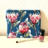 Schminktäschchen XL Kosmetik Etui 22x18cm petrol große Blumen