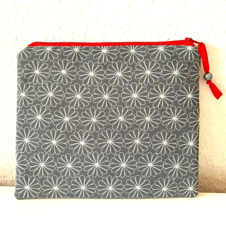XL-Schminktäschchen 22x18 cm grau weiß rot