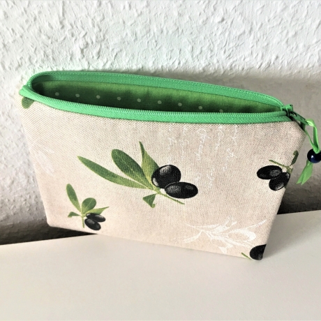 Schminktäschchen Etui blaue Olivenzweige