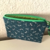 Schminktäschchen Etui Libellen Japanstoff petrol grün