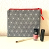 XL-Schminktäschchen 22x18 cm grau weiß rot