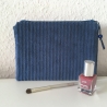 Schminktäschchen Etui aus Cord blaugrau
