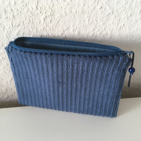Schminktäschchen Etui aus Cord blaugrau