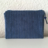 Schminktäschchen Etui aus Cord blaugrau