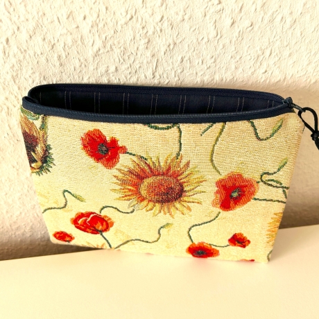 XL Schminktäschchen Kosmetik 22x18 cm fester Gobelin Sonnenblumen