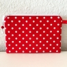Schminktäschchen Etui 21x14 cm Rot mit weißen Punkten