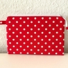 Schminktäschchen Etui 21x14 cm Rot mit weißen Punkten