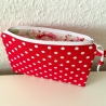Schminktäschchen Etui 21x14 cm Rot mit weißen Punkten
