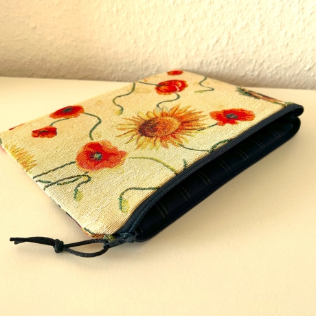 XL Schminktäschchen Kosmetik 22x18 cm fester Gobelin Sonnenblumen