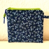 Kleines Schminktäschchen blau grün Blümchen