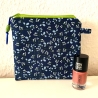 Kleines Schminktäschchen blau grün Blümchen
