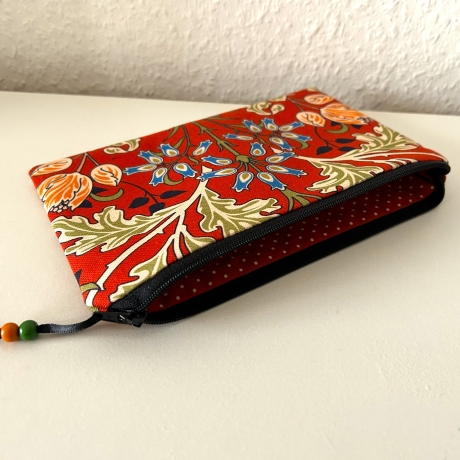 Schminktäschchen Etui rostrot schwarz 21x13cm