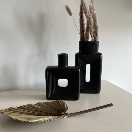 Wohndeko Keramik Vase 2er Set Boho Style Ceramic Vases black