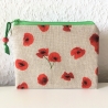 Kleines Täschchen 16x12 Schminke Pflaster Tampons Mohnblumen