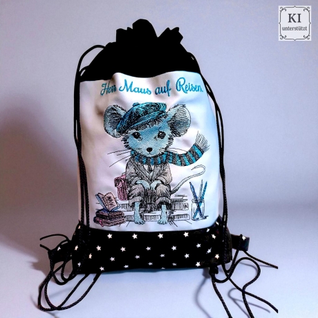 ED0011 –Herr Maus auf Reisen Scribble Stil – ab 13x18 cm 