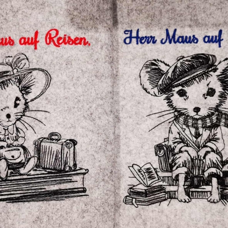 ED0013 –Sparset Herr und Frau Maus auf Reisen Scribble Stil 