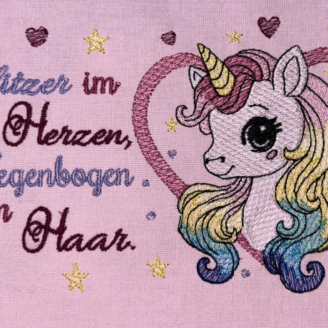 ED0015 – Einhornkopf & Spruch (Doro-Collection) - ab 10x10 Rahmen