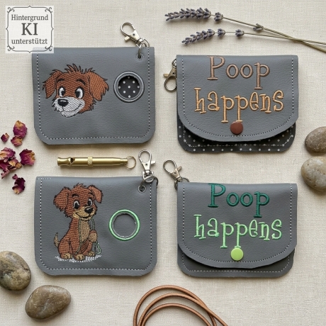 ED0036– Stickdateien Wuffis ITH-Kacki-Beutel 2 - ab 13x18 Rahmen
