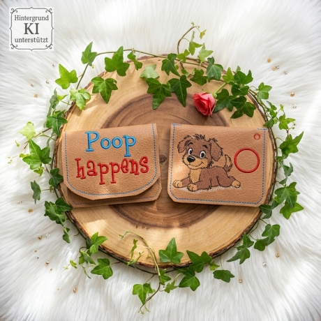ED0036– Stickdateien Wuffis ITH-Kacki-Beutel 2 - ab 13x18 Rahmen