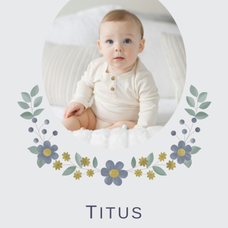 100 Dankeskarten Geburt Blütenblau