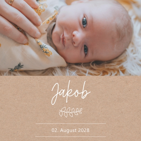 50 Dankeskarten Geburt Braunbeige