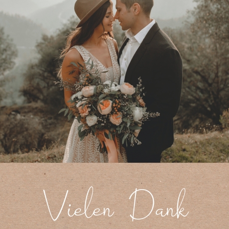 100 Dankeskarten Hochzeit Cognacbraun