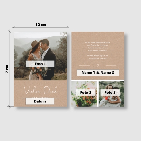 100 Dankeskarten Hochzeit Cognacbraun