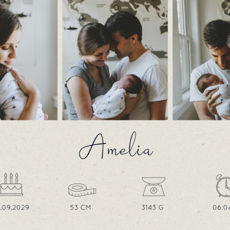 100 Dankeskarten Geburt Fantasiegrau