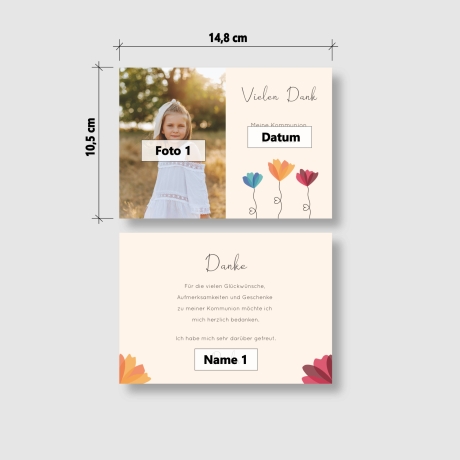 50 Dankeskarten Kommunion Konfirmation Frühlingsgelb