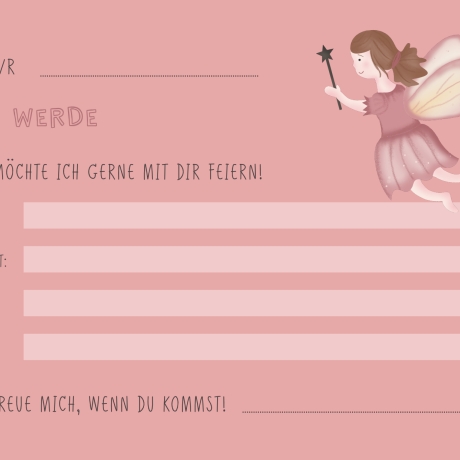 10 Einladungskarten Feen Kindergeburtstag