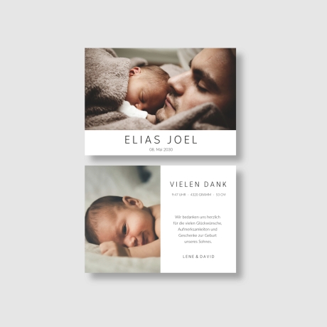50 Dankeskarten Geburt Naturweiß